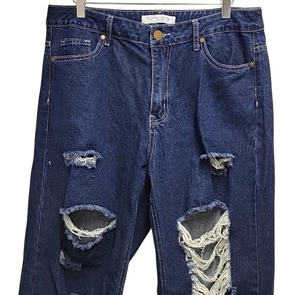Curvy Girl by Ashley Stewart Distressed Jeans High Rise Straight Leg Size 14 - Picture 3 of 8